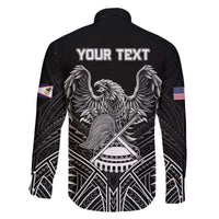 American Samoa Flag Day Family Matching Off The Shoulder Long Sleeve Dress and Hawaiian Shirt Bald Eagle With Polynesian Pattern