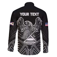American Samoa Flag Day Family Matching Short Sleeve Bodycon Dress and Hawaiian Shirt Bald Eagle With Polynesian Pattern