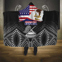 American Samoa Flag Day Hooded Blanket Bald Eagle With Polynesian Pattern