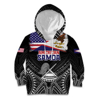 American Samoa Flag Day Kid Hoodie Bald Eagle With Polynesian Pattern