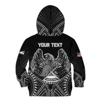 American Samoa Flag Day Kid Hoodie Bald Eagle With Polynesian Pattern