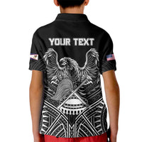 American Samoa Flag Day Kid Polo Shirt Bald Eagle With Polynesian Pattern