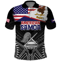 American Samoa Flag Day Polo Shirt Bald Eagle With Polynesian Pattern