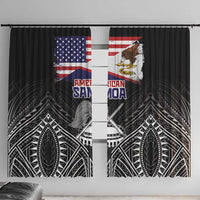 American Samoa Flag Day Window Curtain Bald Eagle With Polynesian Pattern LT05 With Hooks Black - Polynesian Pride