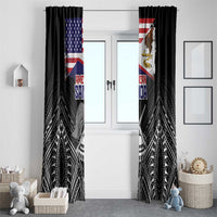 American Samoa Flag Day Window Curtain Bald Eagle With Polynesian Pattern LT05 - Polynesian Pride