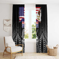 American Samoa Flag Day Window Curtain Bald Eagle With Polynesian Pattern LT05 - Polynesian Pride