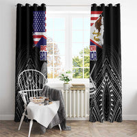 American Samoa Flag Day Window Curtain Bald Eagle With Polynesian Pattern LT05 - Polynesian Pride