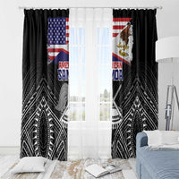 American Samoa Flag Day Window Curtain Bald Eagle With Polynesian Pattern LT05 - Polynesian Pride