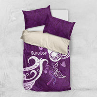 Fibromyalgia Awareness Bedding Set Polynesian Purple Ribbon LT05 US Twin 172cm x 218cm Purple - Polynesian Pride