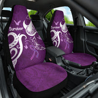 Fibromyalgia Awareness Car Seat Cover Polynesian Purple Ribbon