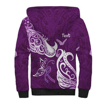 Personalised Fibromyalgia Awareness Sherpa Hoodie Polynesian Purple Ribbon LT05 - Polynesian Pride