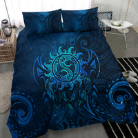 New Zealand Dream Catcher Bedding Set Maori Koru Pattern Blue Version
