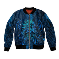 New Zealand Dream Catcher Sleeve Zip Bomber Jacket Maori Koru Pattern Blue Version