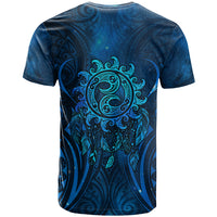 New Zealand Dream Catcher T Shirt Maori Koru Pattern Blue Version