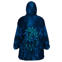 New Zealand Dream Catcher Wearable Blanket Hoodie Maori Koru Pattern Blue Version