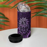 New Zealand Dream Catcher 4 in 1 Can Cooler Tumbler Maori Koru Pattern Purple Version