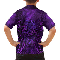 New Zealand Dream Catcher Family Matching Off Shoulder Short Dress and Hawaiian Shirt Maori Koru Pattern Purple Version LT05 - Polynesian Pride