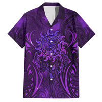 New Zealand Dream Catcher Family Matching Short Sleeve Bodycon Dress and Hawaiian Shirt Maori Koru Pattern Purple Version