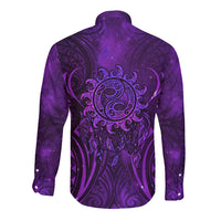 New Zealand Dream Catcher Long Sleeve Button Shirt Maori Koru Pattern Purple Version