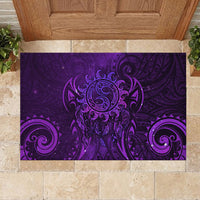 New Zealand Dream Catcher Rubber Doormat Maori Koru Pattern Purple Version