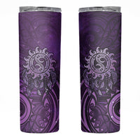 New Zealand Dream Catcher Skinny Tumbler Maori Koru Pattern Purple Version