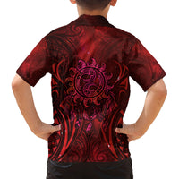 New Zealand Dream Catcher Family Matching Off Shoulder Short Dress and Hawaiian Shirt Maori Koru Pattern Red Version LT05 - Polynesian Pride