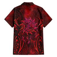 New Zealand Dream Catcher Family Matching Off Shoulder Short Dress and Hawaiian Shirt Maori Koru Pattern Red Version LT05 - Polynesian Pride