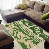 Hawaii Pua Kenikeni Lei Area Rug With Lau Maia Green LT05 - Polynesian Pride