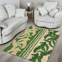 Hawaii Pua Kenikeni Lei Area Rug With Lau Maia Green LT05 - Polynesian Pride