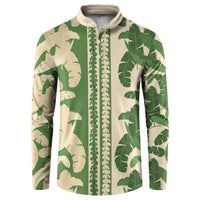 Hawaii Pua Kenikeni Lei Button Sweatshirt With Lau Maia Green LT05 Green - Polynesian Pride