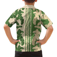 Hawaii Pua Kenikeni Lei Family Matching Off Shoulder Short Dress and Hawaiian Shirt With Lau Maia Green LT05 - Polynesian Pride