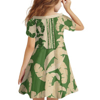 Hawaii Pua Kenikeni Lei Kid Short Sleeve Dress With Lau Maia Green LT05 - Polynesian Pride