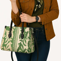 Hawaii Pua Kenikeni Lei Leather Bag With Lau Maia Green LT05 - Polynesian Pride