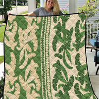 Hawaii Pua Kenikeni Lei Quilt With Lau Maia Green LT05 Green - Polynesian Pride