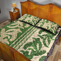 Hawaii Pua Kenikeni Lei Quilt Bed Set With Lau Maia Green LT05 - Polynesian Pride