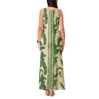 Hawaii Pua Kenikeni Lei Tank Maxi Dress With Lau Maia Green LT05 - Polynesian Pride