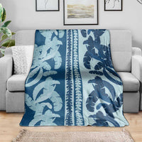 Hawaii Pua Kenikeni Lei Blanket With Lau Maia Royal Blue LT05 - Polynesian Pride