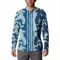Hawaii Pua Kenikeni Lei Button Sweatshirt With Lau Maia Royal Blue LT05 - Polynesian Pride