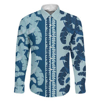Hawaii Pua Kenikeni Lei Family Matching Short Sleeve Bodycon Dress and Hawaiian Shirt With Lau Maia Royal Blue LT05 Dad's Shirt - Long Sleeve Blue - Polynesian Pride