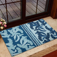 Hawaii Pua Kenikeni Lei Rubber Doormat With Lau Maia Royal Blue LT05 - Polynesian Pride