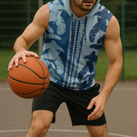 Hawaii Pua Kenikeni Lei Sleeveless Hoodie With Lau Maia Royal Blue