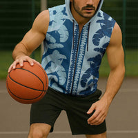 Hawaii Pua Kenikeni Lei Sleeveless Zip Hoodie With Lau Maia Royal Blue