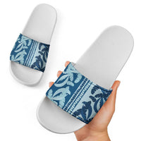 Hawaii Pua Kenikeni Lei Slide Sandals With Lau Maia Royal Blue LT05 - Polynesian Pride