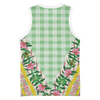 Hawaii Pikake Lokelani Plumeria Lei Basketball Jersey Green Palaka Motifs