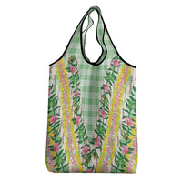 Hawaii Pikake Lokelani Plumeria Lei Grocery Bag Green Palaka Motifs LT05 - Polynesian Pride