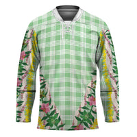 Hawaii Pikake Lokelani Plumeria Lei Hockey Jersey Green Palaka Motifs