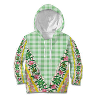 Hawaii Pikake Lokelani Plumeria Lei Kid Hoodie Green Palaka Motifs