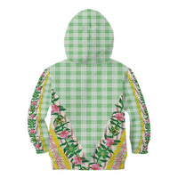 Hawaii Pikake Lokelani Plumeria Lei Kid Hoodie Green Palaka Motifs