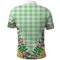 Hawaii Pikake Lokelani Plumeria Lei Polo Shirt Green Palaka Motifs