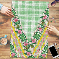 Hawaii Pikake Lokelani Plumeria Lei Puzzle Green Palaka Motifs LT05 Green - Polynesian Pride